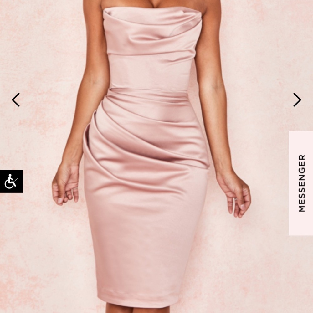 House of CB Emilia Blush Satin Corset Dress with Tags never worn